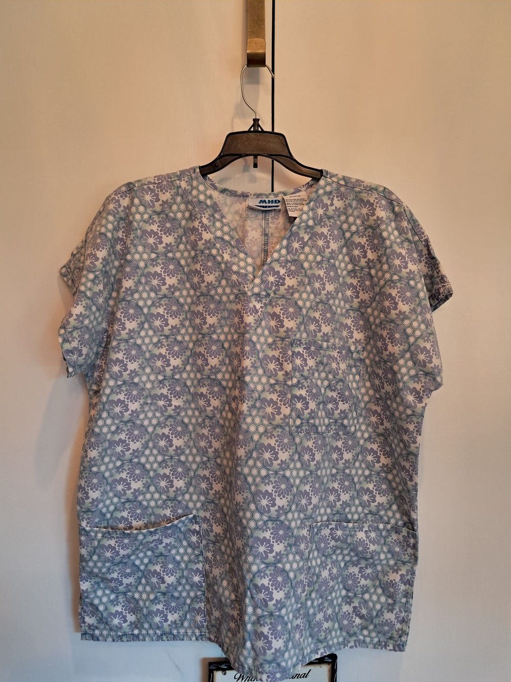 MHD Scrubs Floral Print Women's Scrub Top in Lavender Blue